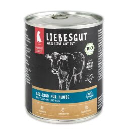 Liebesgut Hundenassfutter Bio Rind mit Zucchini und Reisflocken 800g