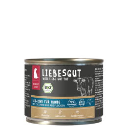Liebesgut Hundenassfutter Bio Rind mit Zucchini und Reisflocken 200g