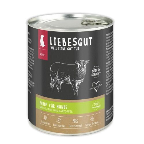 Liebesgut Hundenassfutter Bio Schaf mit Sellerie und Kartoffel 6x800g