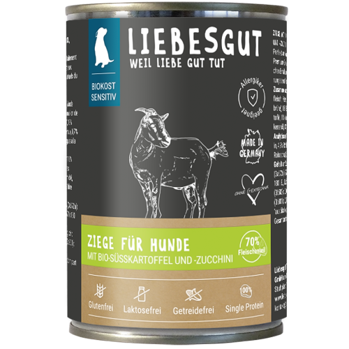 Liebesgut Hundenassfutter Bio Ziege mit Süßkartoffel und Zucchini 200g