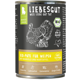 Liebesgut Hundenassfutter Junior Bio Pute mit Mangold und Kartoffel 200g