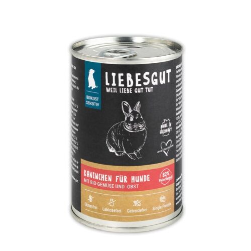 Liebesgut Hundenassfutter Kaninchen mit Gemüse und Obst 400g