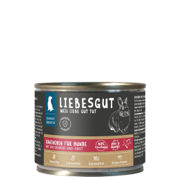 Liebesgut Hundenassfutter Kaninchen mit Gem&uuml;se und Obst 200g