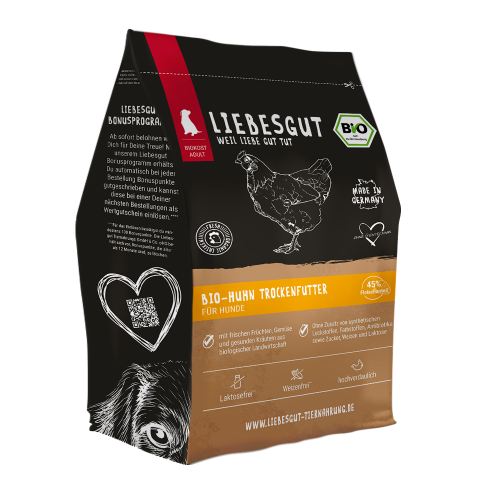 Liebesgut Hundetrockenfutter Bio Huhn Trockenfutter 5 kg