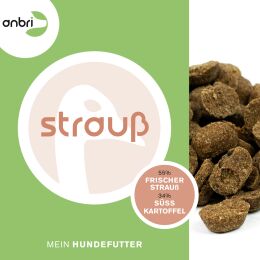 anbri gebackenes Hundetrockenfutter Frischer Strau&szlig; mit S&uuml;&szlig;kartoffeln