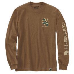 Carhartt Herren Logo Pullover Camo Graphic Oiled Walnut Heather