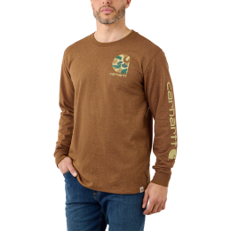 Carhartt Herren Logo Pullover Camo Graphic Oiled Walnut Heather M